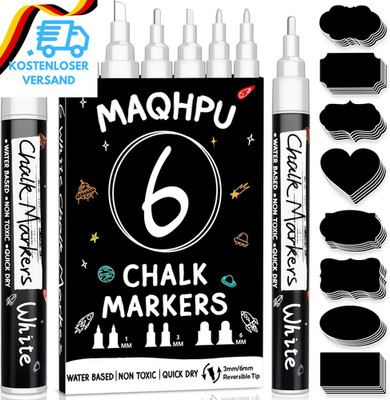 Maqhpu Weiß Kreidestifte Für Tafel Abwaschbar, 6 Stück Kreidestifte Und 45Pcs Kr
