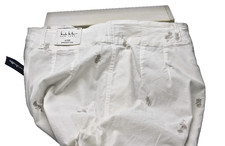 Nicole Miller New York Women Cream Casual Pants 8 hi-rise straight leg embroider