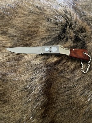 Shotgun Folding Pocket Knife Single Stainless Blade Wood Stock