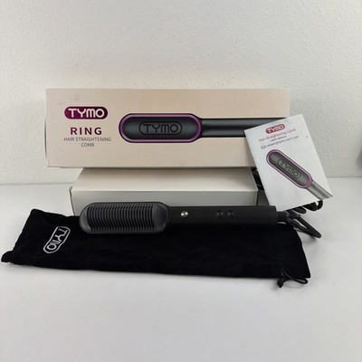 TYMO Ring Hair Straightening Comb Heated Straightener Brush Pink Blac