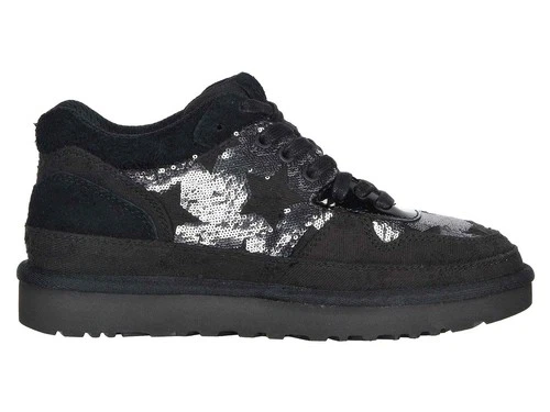 $180  UGG WOMENS HIGHLAND BLING SEQUIN STARS SNEAKER BOOT BLACK SUEDE 8.5 (DC10)