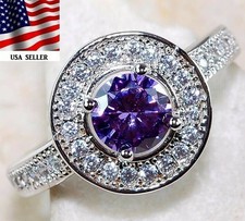 2CT Amethyst  Topaz 925 Solid Sterling Silver Ring Sz 8 IB1-3
