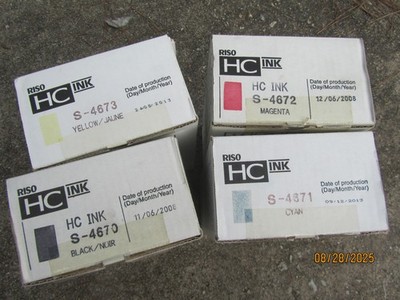 lot of 4 RISO HC 5000 INKS CYMK ALMOST FULL!!  USED ONCE