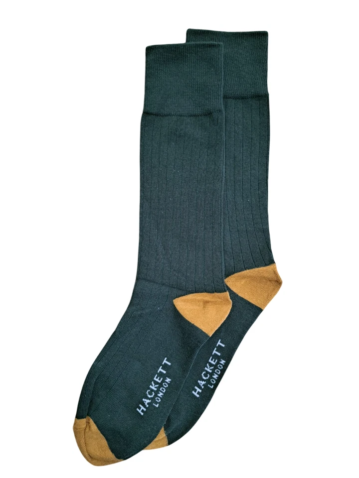 HACKETT LONDON | Mens Dark Green Plain Tipped Socks | One Size UK 7-11 EU 41-46