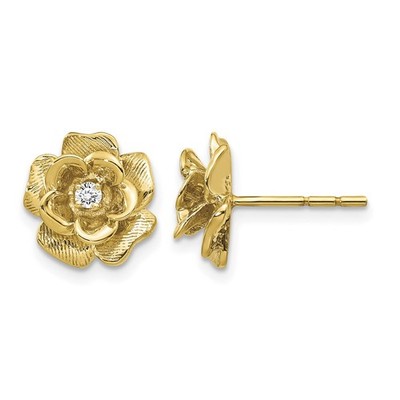 14K Gelbgold Diamant Blume Ohrstecker 2,3 g perfektes Geschenk für sie