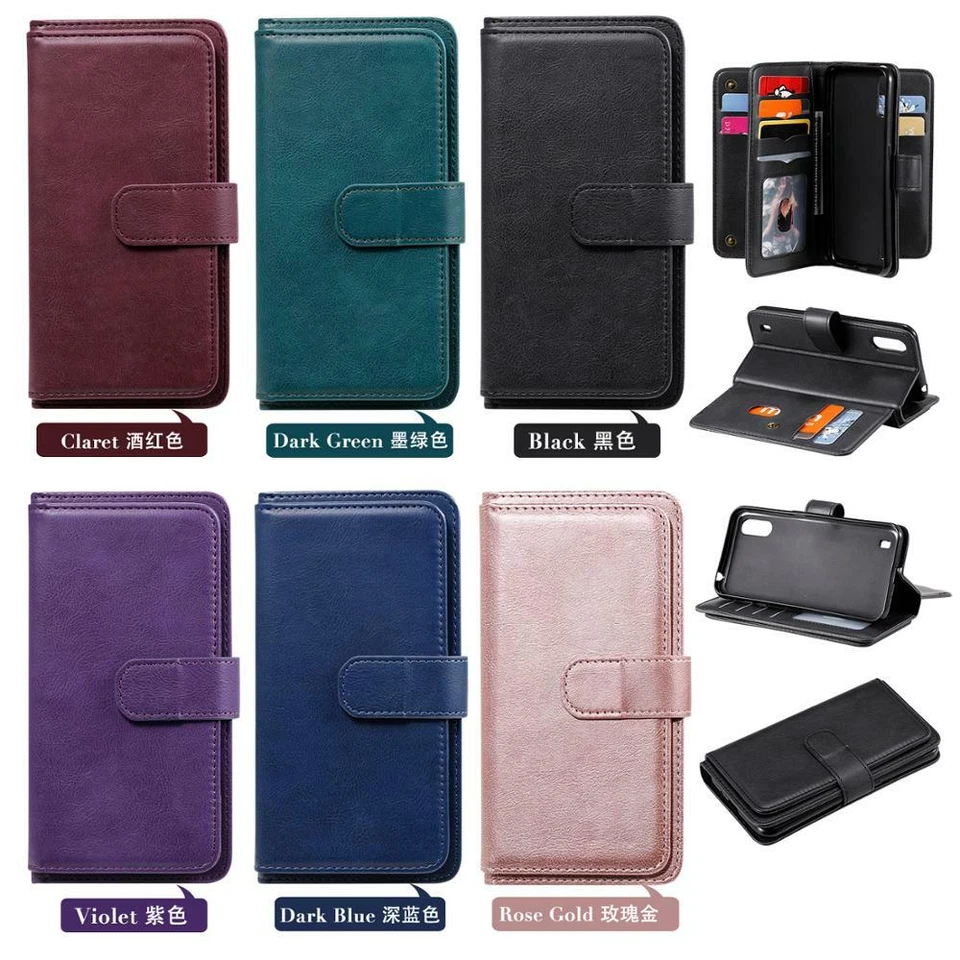For Various Models New Multifunction 10 Cards Flip Wallet PU Leather Case Covers - Image 2 of 4