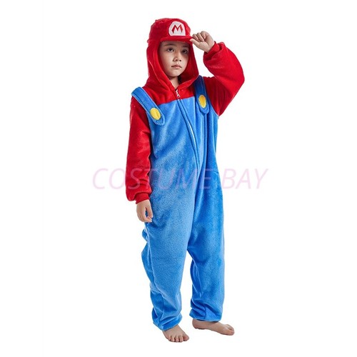 Kids Super Mario Bros Onesie Red Mario Green Luigi Jumpsuit Costume Pajamas AU - Picture 8 of 18