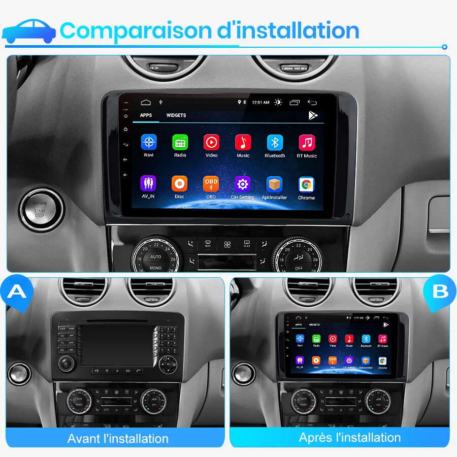 9"Android10 Autoradio GPS Navigator RDS Pour Mercedes Benz W164 GL320 ML350 X164 - Photo 3/4
