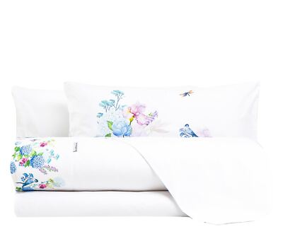 Doppelbett komplett Hortensie 4er Set reine Baumwolle Made in Italy - COGAL