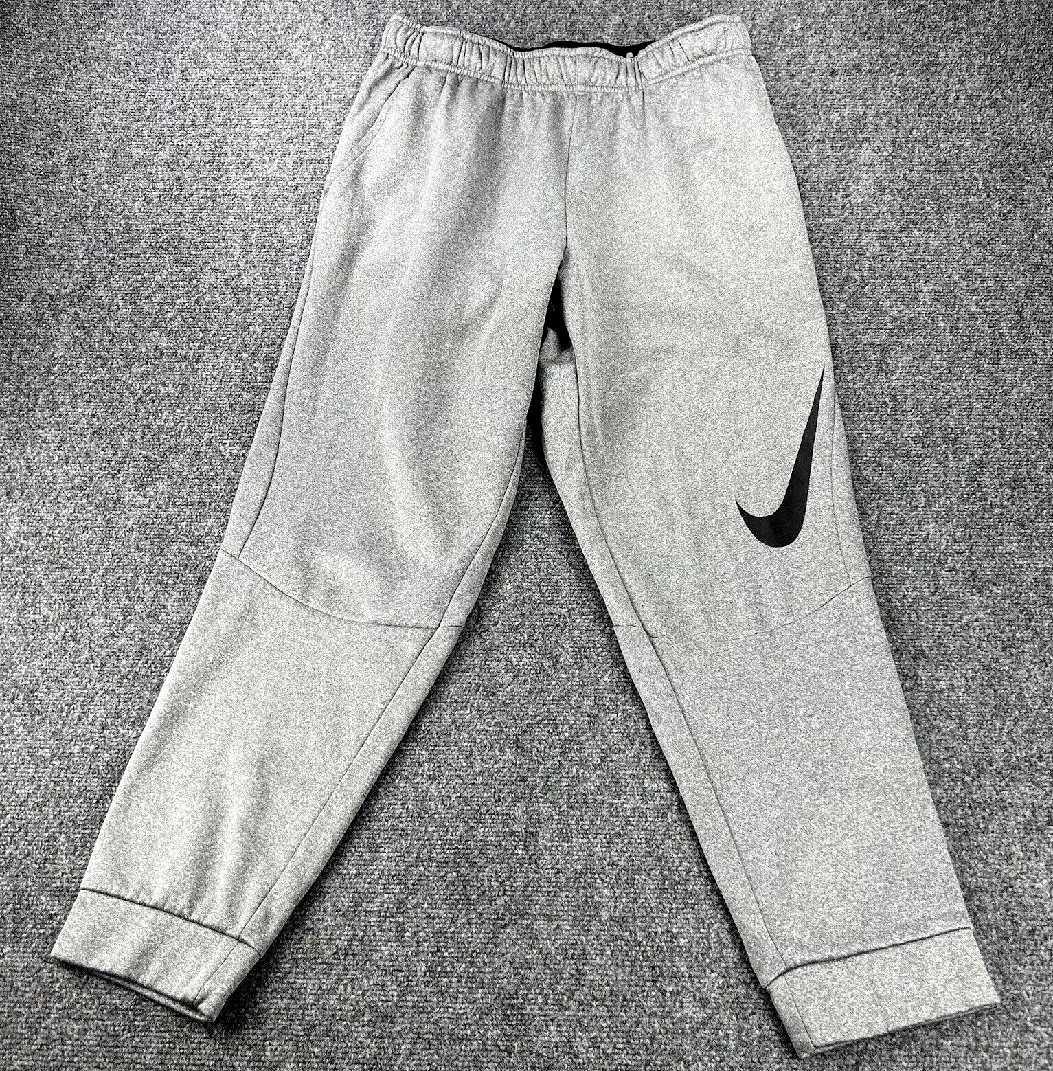 Nike Dri Fit Joggers Mens Large Gray Performance Track Tapered Pants Big Swoosh