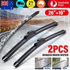 2Pcs Front Windscreen Wiper Blades Pair for U Hook Arm 26" + 16" Windshield