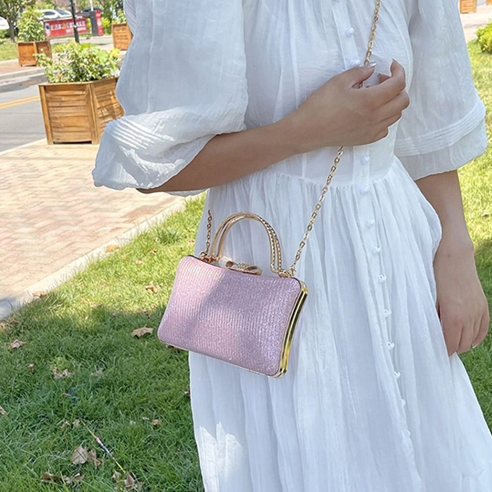 Rhinestone Box Handbag Wrist Bag Ladies Clutch Bag Evening Banquet Bag
