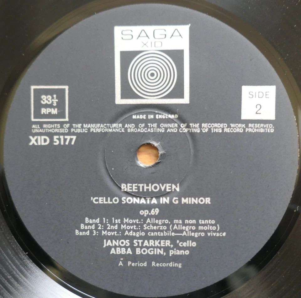 XID 5176-7 Janos Starker Beethoven Cello Sonatas 2LP Saga NEAR MINT Volume 1 & 2 - Image 2 of 4