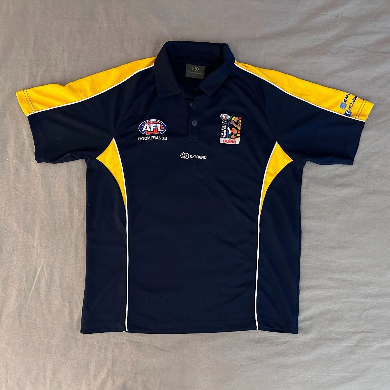 Boomeranggs S-Trend AFL Indigenous Programs Polo Australian Football Blue Small