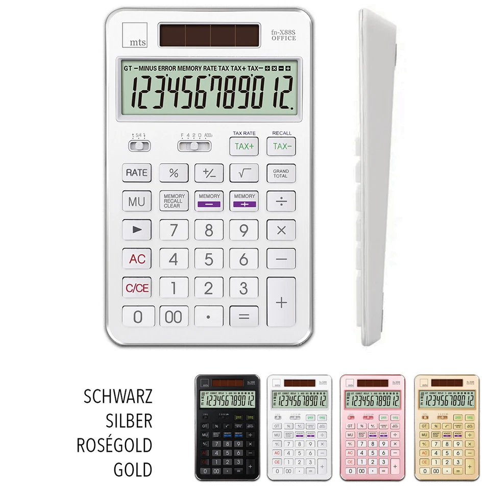 PREMIUM Taschenrechner Tischrechner Solar Metall groß Büro Schule XL Rechner