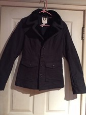Girls Diesel Coat With Soft Fur Collar. Black. Beautiful Cost. Size Large. Snap