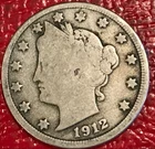 VINTAGE VERY GOOD VG 1912 D LIBERTY HEAD V NICKEL COIN-JUN300