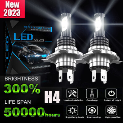 H4 9003 HB2 LED Bulb HID White 360° Hi/Lo Beam Motorcycle Headlight Super Bright