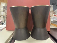 MCM Project 62 Metal And Wood Minimalistic set of 2 Candle Holders