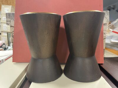 MCM Project 62 Metal And Wood Minimalistic set of 2 Candle Holders