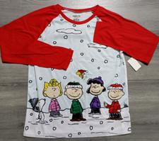 Briefly Stated Peanuts Womens Small Christmas Winter Long Sleeve Pajama Top
