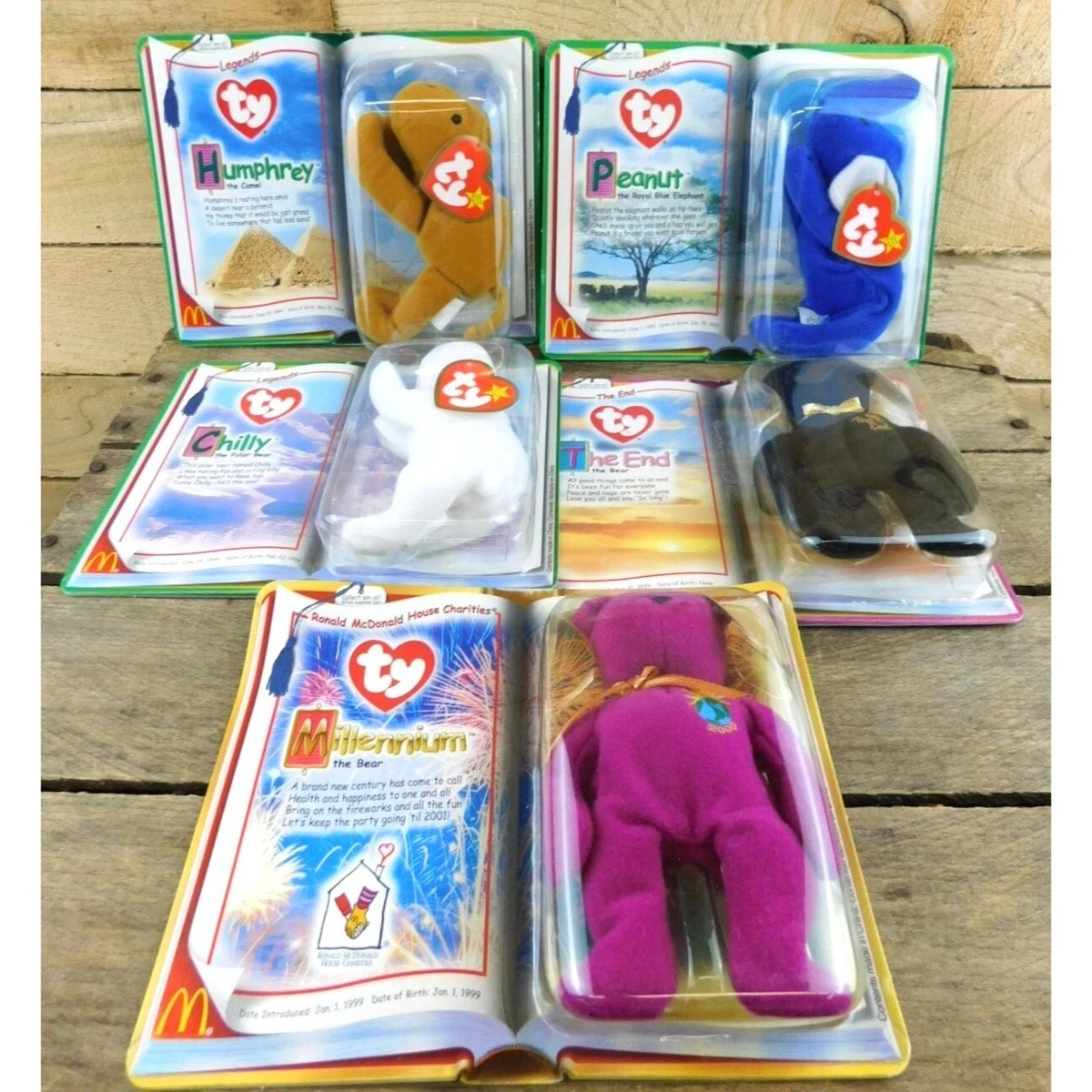 TY Teenie Beanie Babies Legends Set The End Millenium Bear Lot 2000 McDonalds