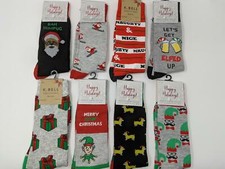 You Pick: Men's Happy Holidays Christmas Crew Socks- Dogs,Beer,Elves,Santa,Gifts