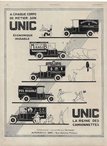 Publicité ancienne automobiles Unic 1925 ou 1926 issue de magazine | eBay