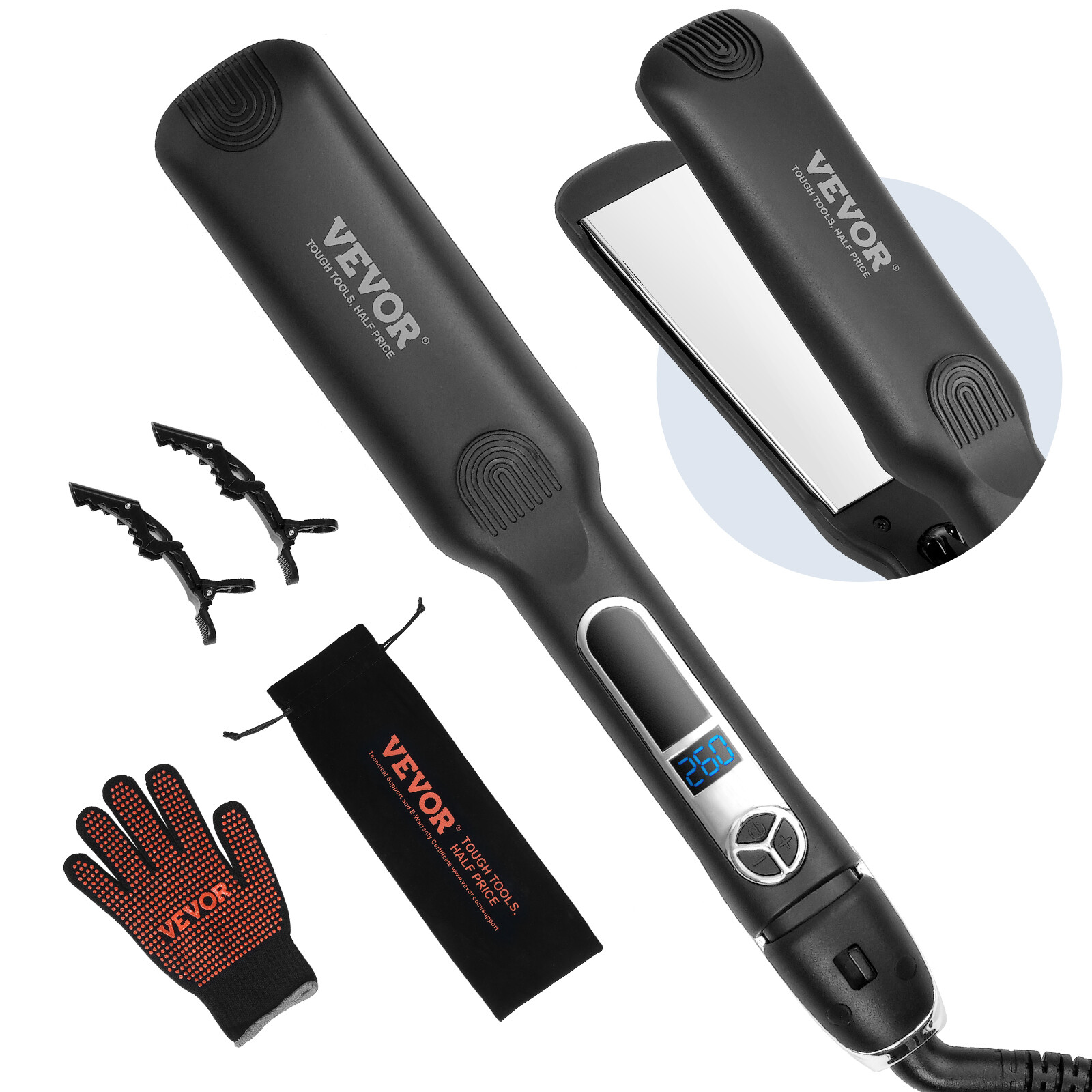 Fer a lisser en titane VEVOR plaques 38mm et haute precision thermique 25 niveaux