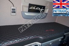 FITS  DAF XF 106 TRUCK ECO LEATHER BED COVER - BLACK WITH RED STITCHES