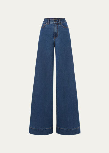 Veronica Beard Jeans Haizley Extra Wide-Leg Pant Bright Blue Size 28 NWT