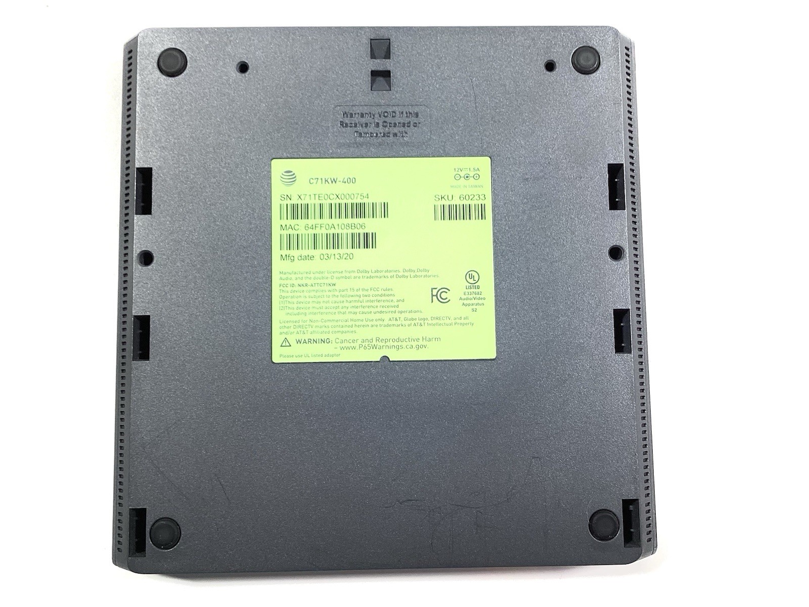 AT&T TV NOW Streaming Box C71KW-400 Includes Remote  & Power Adapter MINT COND!!