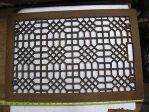 antique cast iron floor heat grate, 24-1/4" by 16-1/4"