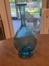 Blenko Glass Decanter MCM TURQUOISE BLUE