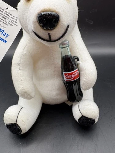 1993 Coca Cola Polar Bear Plush Holding A Coke Vintage Great Condition