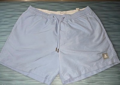 Topman Trunks Men's L Blue Lined Swim Drawstring Pull On Pockets