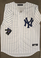 Aaron Judge New York Yankees Jersey, White Pin Stripes, Men’s Large #99