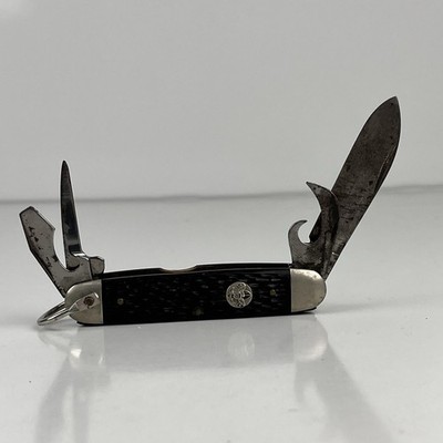 Vintage Ulster Boy Scouts Knife USA Jigged Delrin Handles Closed w/Bail