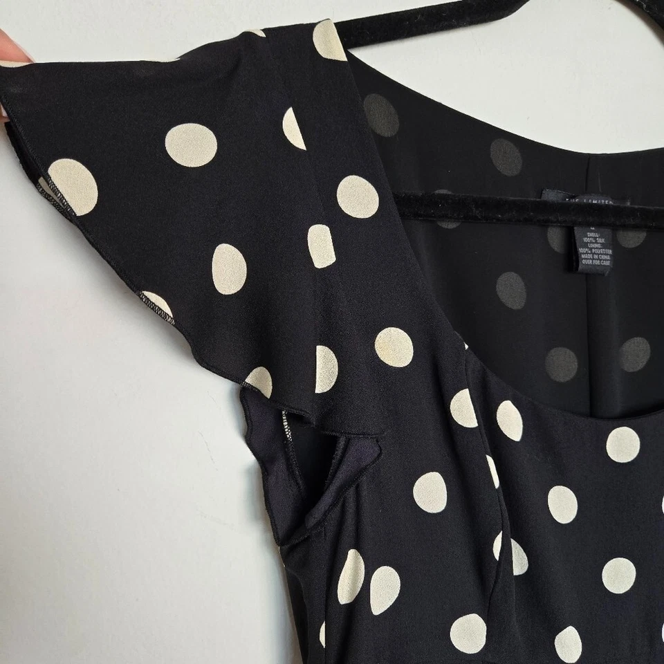 Ограниченный шелк завышенной талии в горошек Shift платье женщин 4 винтажный Y2K ретро - Изображение 4 из 4