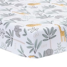 Jungle Adventure 100 Cotton Baby/Toddler Fitted Crib Sheet - White