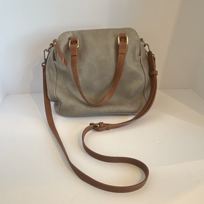Sasha + Sofi Beige Brown Strap Detachable Zip Accent Double Handle Women's Bag