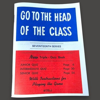 Milton Bradley Go To The Head of the Class Replacement Quiz Book 17th Series