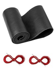 Leather Steering Wheel Cover Lace Up, Stitch on Steering XL0 Black and Red