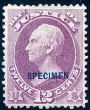 US O30S 12c Justice Department Official 1875 Special Printing PF grade 80 unused