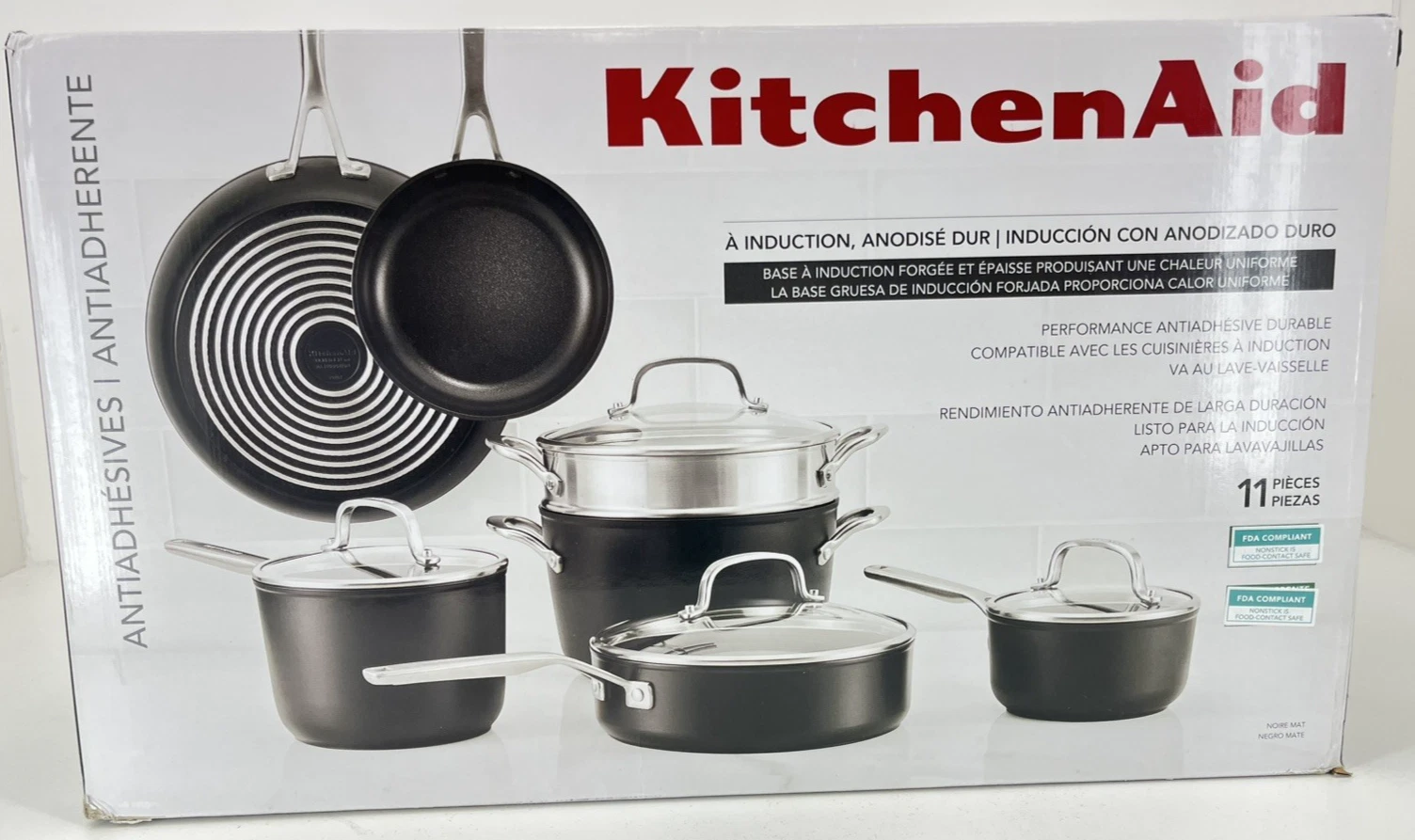 KitchenAid Hard-Anodized Aluminum Nonstick 11-Piece Induction Ready Cookware