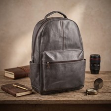 Leather Backpack Genuine Vintage Travel Rucksack Laptop Shoulder School Bag Men