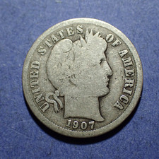 1907 Barber Dime  Good+