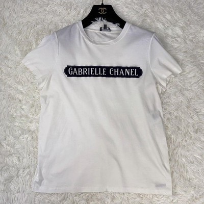 USED EXCELLENT CONDITION CHANEL 17AW GABRIELLE FLOCKED PRINT TEE GOOD