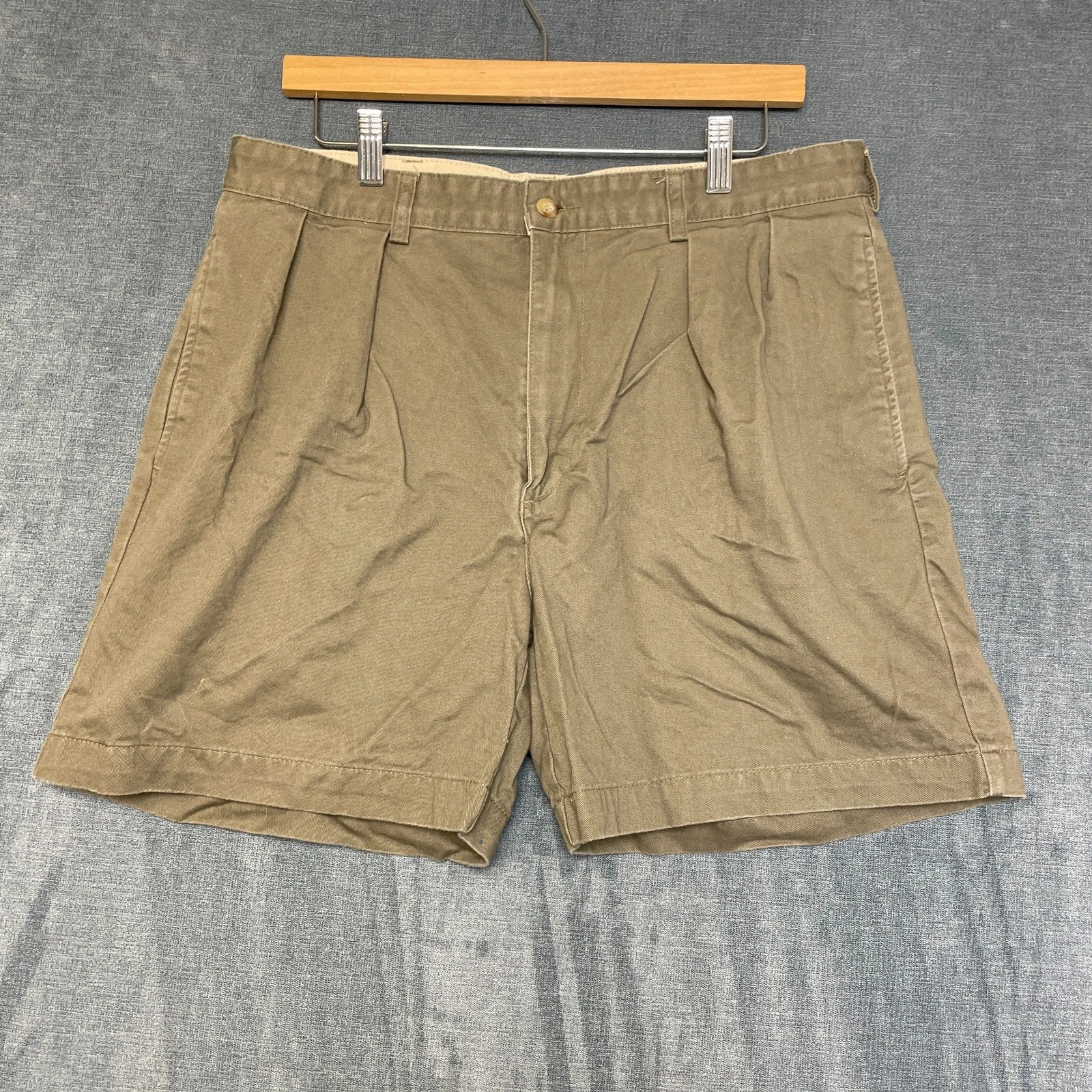 Polo Ralph Lauren Polo Chino Shorts Mens 35 Khaki Cotton Pleated Casual Preppy