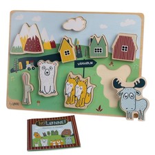 Steckpuzzle Kinderpuzzle Holz für Kinder ab 18 Monaten Holzpuzzle 9 Steckteile